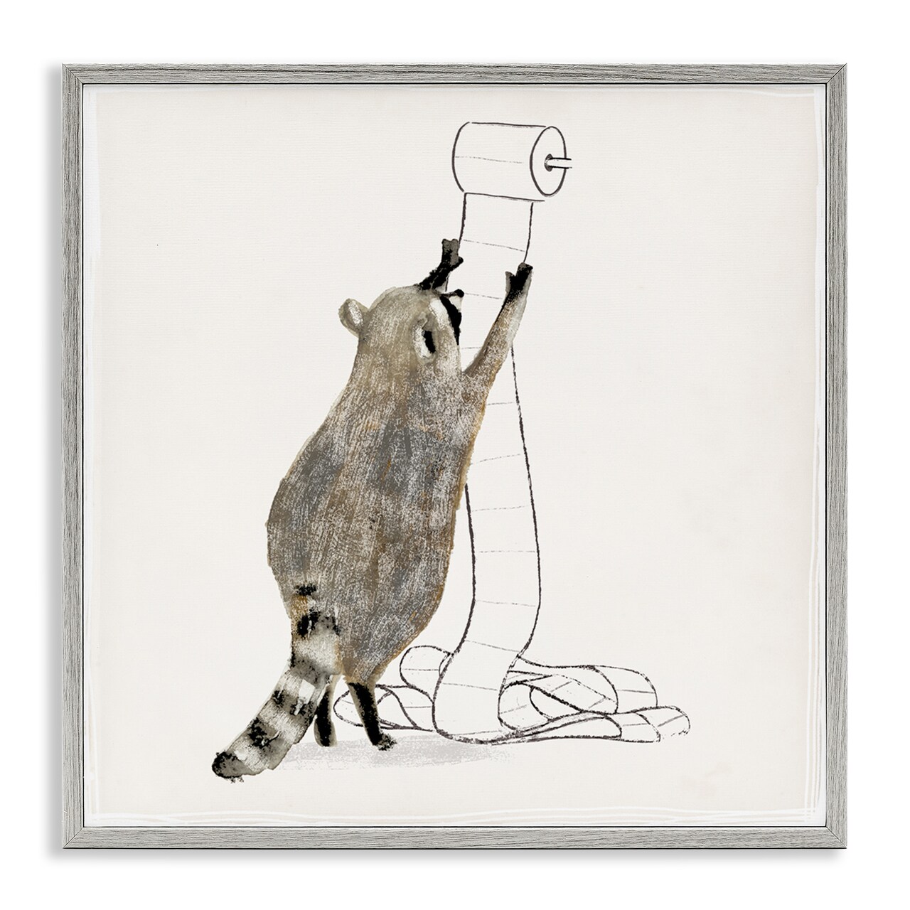 Stupell Industries Raccoon Toilet Paper Hoarder Framed Giclee Art